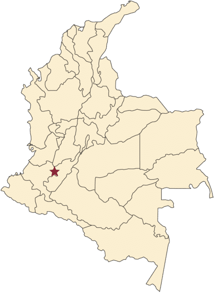 huila, Colombia map with red star