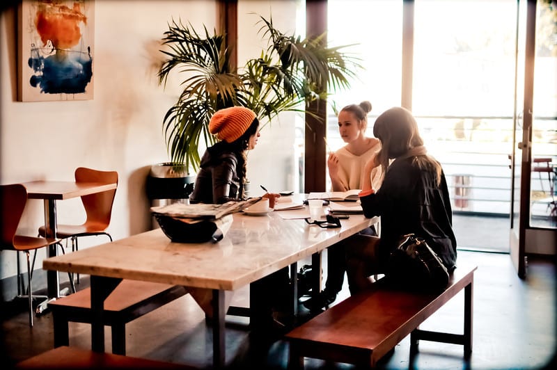 coffee at table at Bru, Los Angeles