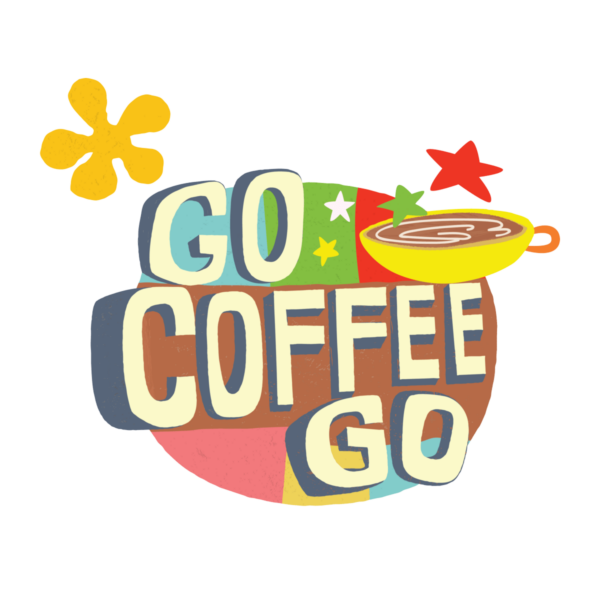 Go Coffee Go colorful logo with a latte