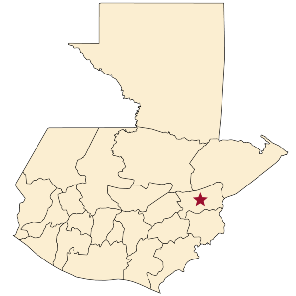 Map of Guatemala with a star on Zacapa