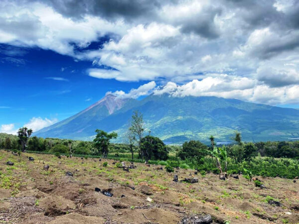 Mountain behind a cloudy sky on Rosalio Martinez's farm